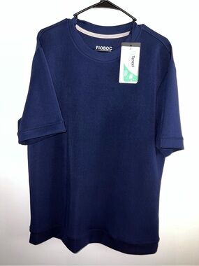 Men’s Navy Tencel Crewneck Short Sleeve Shirt